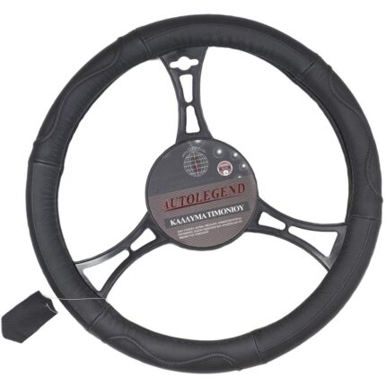 Κάλυμμα Τιμονιού Δερμάτινο Large(39cm) μαύρο 1τμχ Autolegend