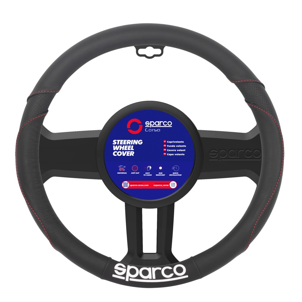 Κάλυμμα τιμονιού μαύρο δέρμα D38cm 1τμχ Sparco Κάλυμμα τιμονιού μαύρο δέρμα D38cm 1τμχ Sparco