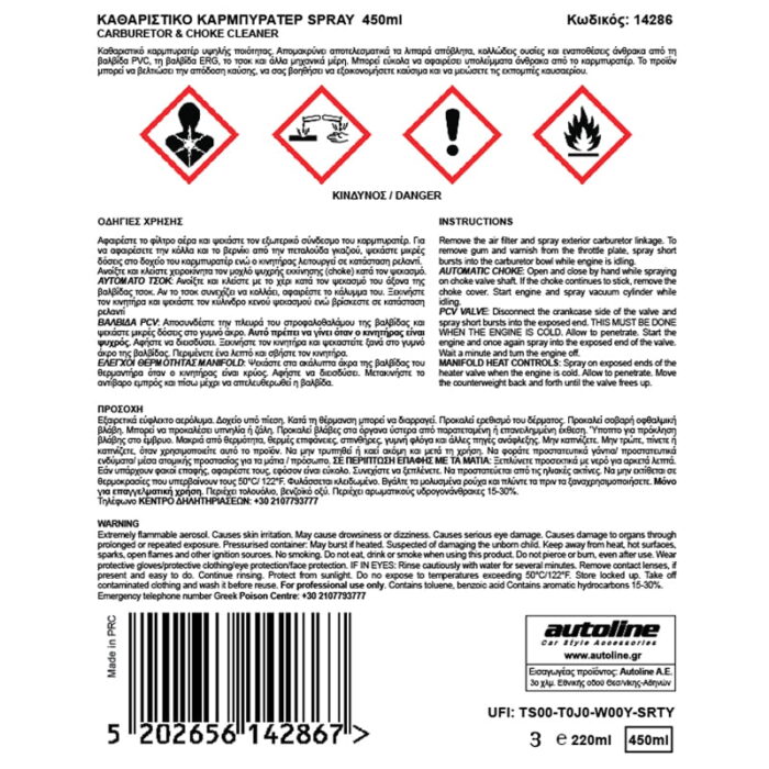 FLAMINGO Καθαριστικό Καρμπυρατέρ SPRAY – 450ml - Image 2